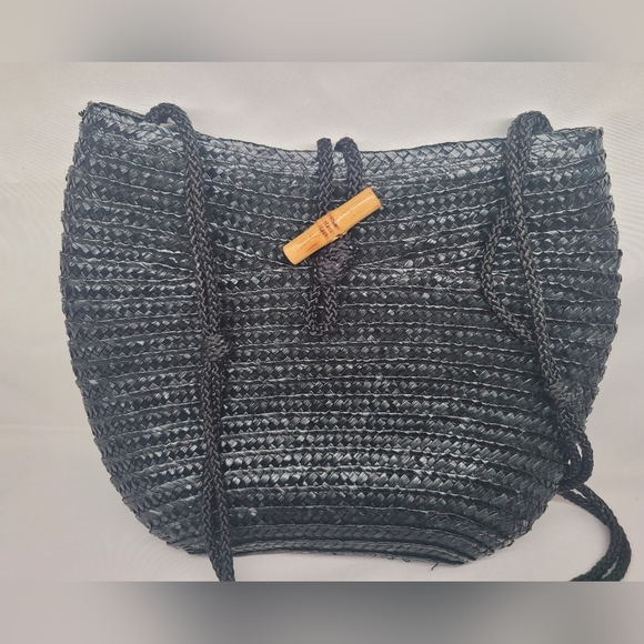 Vintage 1960s LESCO - Black - Woven Shoulder Bag - Made in Hong Kong - Picture 2 of 10